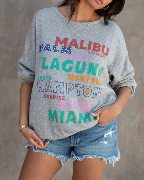City Hopping Rhinestone Embellished Sweatshirt - Grey | VICI