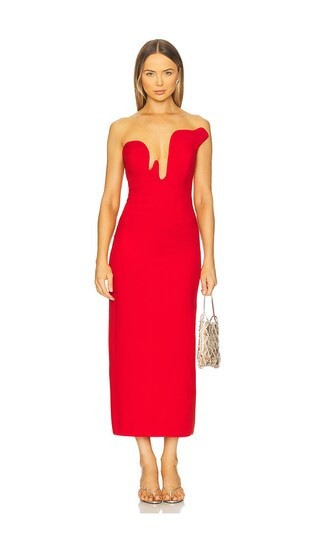 Bardot Rosalyn Midi Dress in Red. - size 4 | Revolve Clothing (Global)