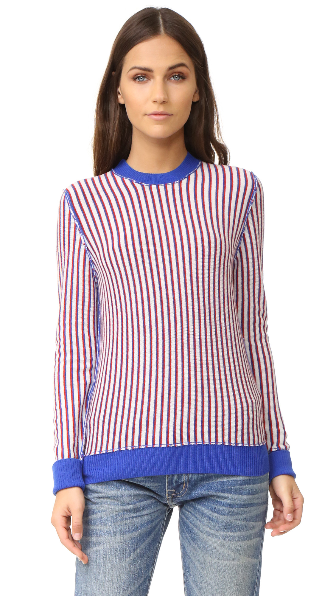 Raquel Allegra Fitted Crew Sweater - Cream Stripe | Shopbop