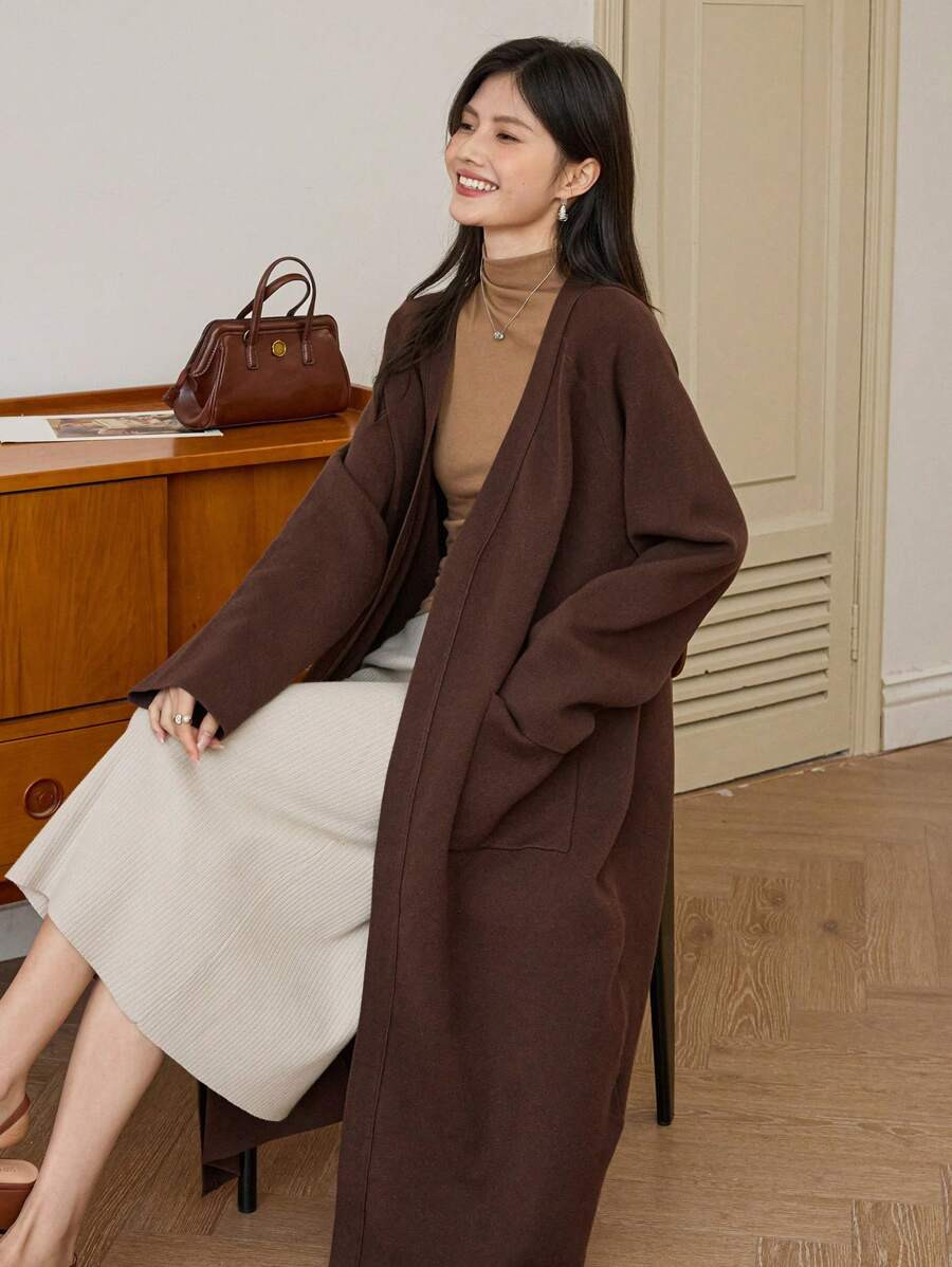 DAZY Women Plain Long Sleeve Pocket Casual Tops, Daily Wear | SHEIN