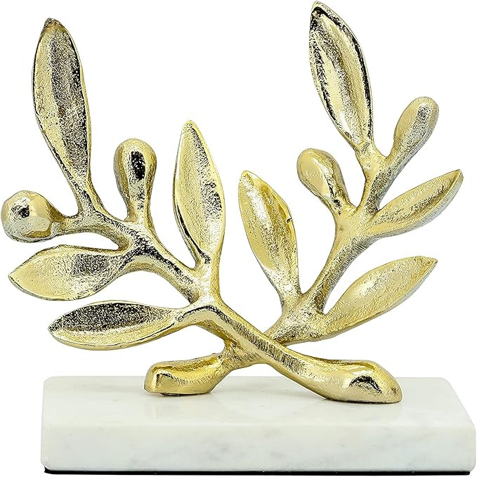 Sagebrook Home Metal 6" Leaves Table Deco, Gold Figurines, 6" H | Amazon (US)