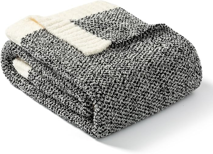Snuggle Sac Heather Black Throw Blanket for Couch, Reversible Super Soft Micorfiber Blankets Dupe... | Amazon (US)
