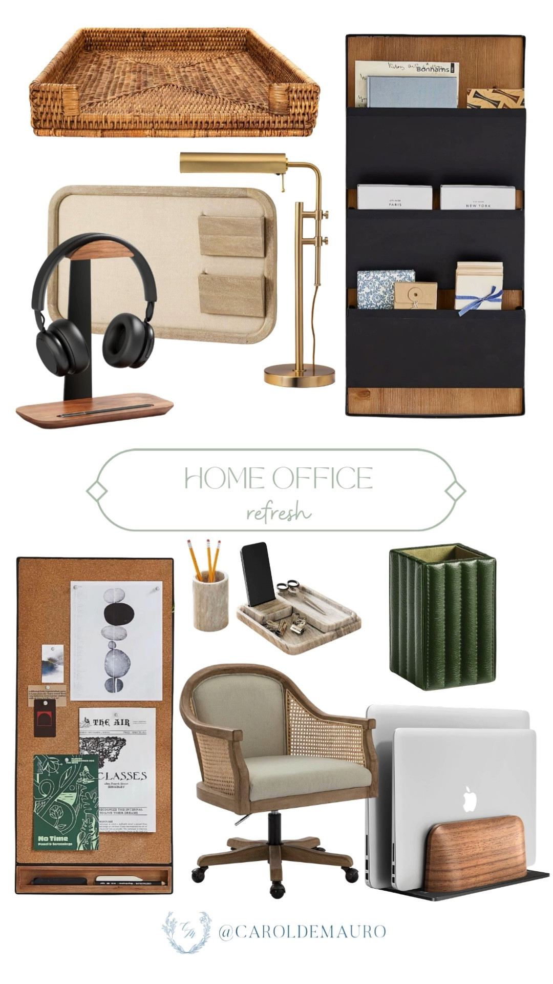 home office, office supplies, paper tray orgranizer, office chair, desk accessories, memo holder, desk lamp, cork board, interior design, work from home

#LTKHome