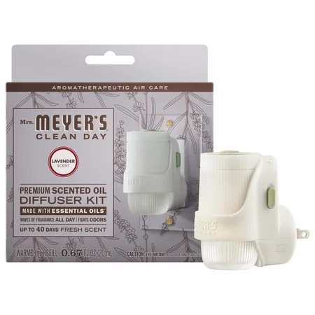 Mrs. Meyer's Lavender Scented Oil Diffuser Starter Kit, Plug-in, 1 Warmer & 0.67 fl oz Refill | Walmart (US)