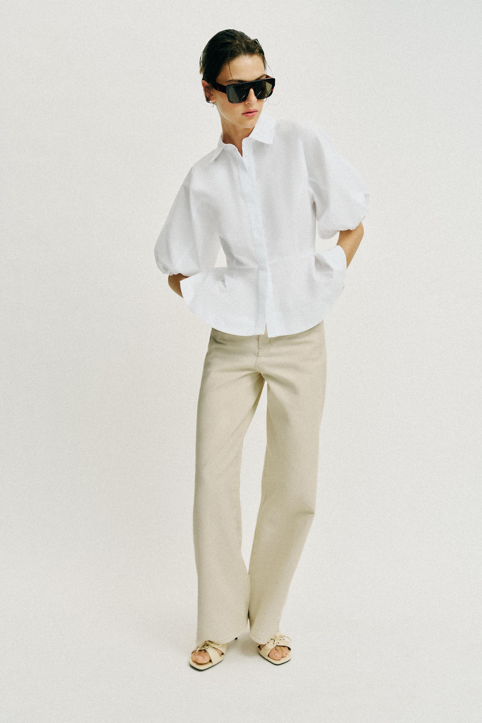 PEPLUM SHIRT WITH PUFF SLEEVES | Zara US