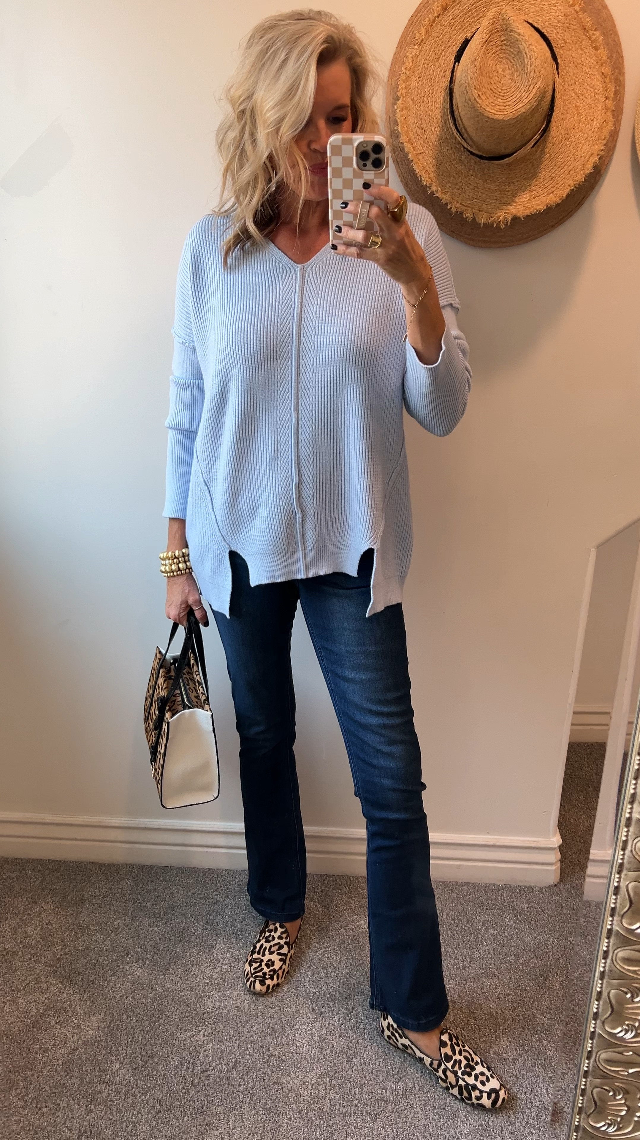 Amazon find

Free people  inspired sweater 
So soft, v neck and fits tts 

Comes in several colors. Wear longer to so off  slit details or do a front tuck 

Wit and wisdom itty bitty boot cut jeans fit tts size and do flattering 

Leopard flat (Chico last year) linked similar 

Real leather leopard pag by designer go (handmade) linked similar 

Julie box jewelry 

Teacher outfit idea 
Fall sweaters 

#LTKSaleAlert #LTKStyleTip #LTKFindsUnder50