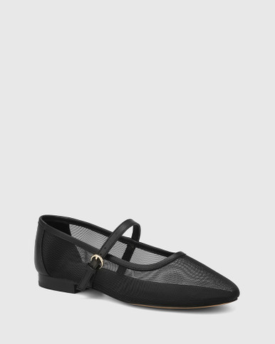 Alora Black Mesh Textile Mary Jane | Wittner