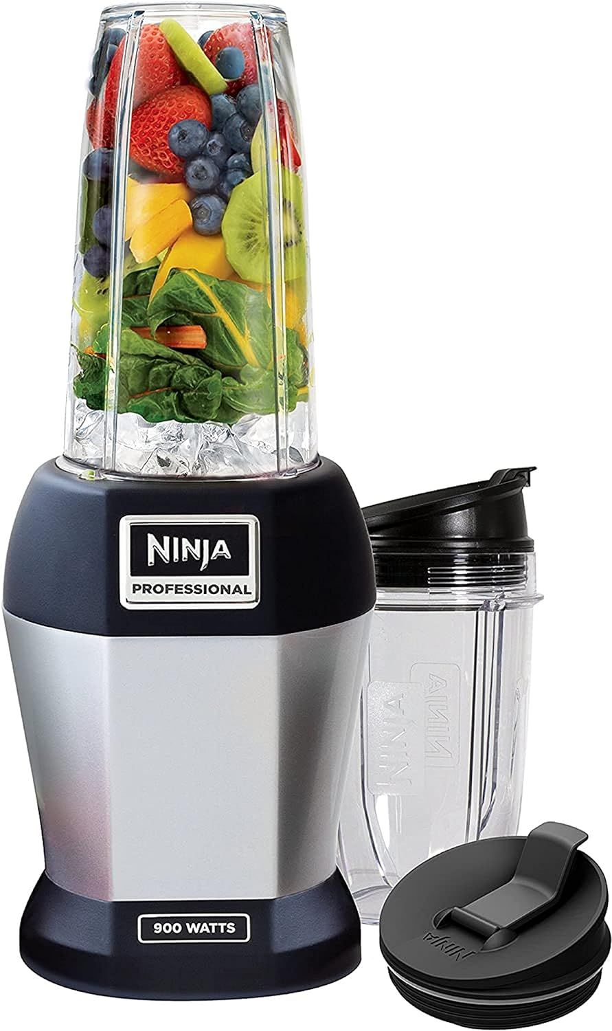 Ninja Nutri Pro Compact Personal Blender, with 18 Oz. and 24 Oz. To Go Cups, in a Black and Silve... | Amazon (US)