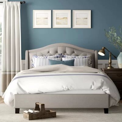 Justine Upholstered Platform Bed Color: Ivory | Wayfair North America
