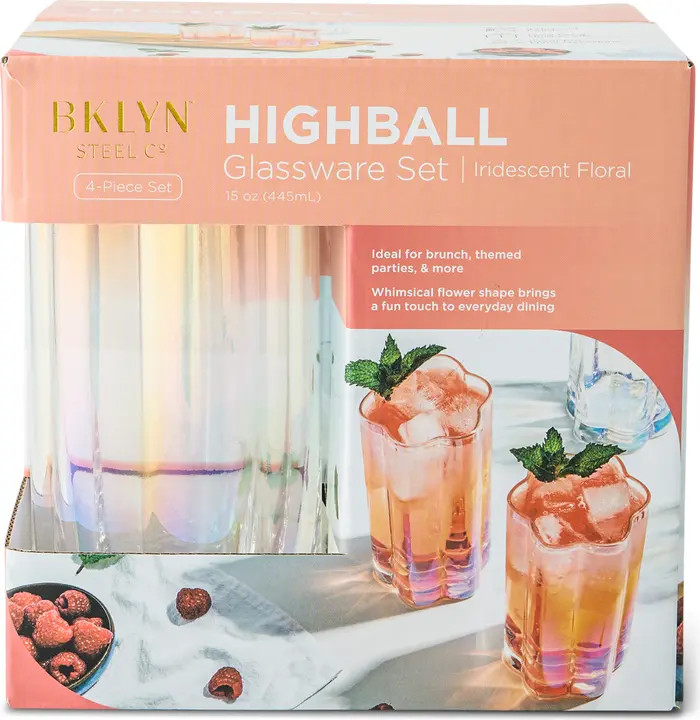 Core Home Flower Set of 4 Highball Glasses | Nordstromrack | Nordstrom Rack