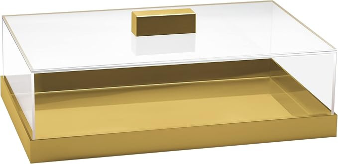 Elavain Acrylic Cake Stand | Multifunctional Serving Tray | Elegant Gold Food Tray with Clear Lid... | Amazon (US)