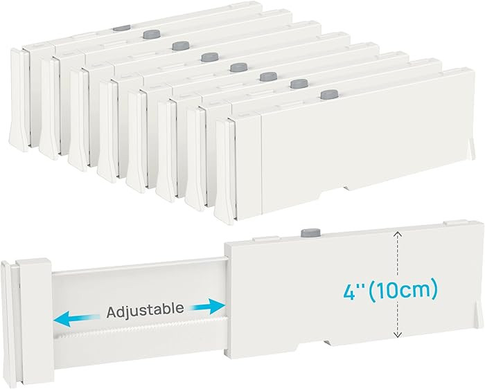 Vtopmart Drawer Dividers for Clothes 8 Pack, Adjustable 4" High Expandable from 11.3"-17" Dresser... | Amazon (US)