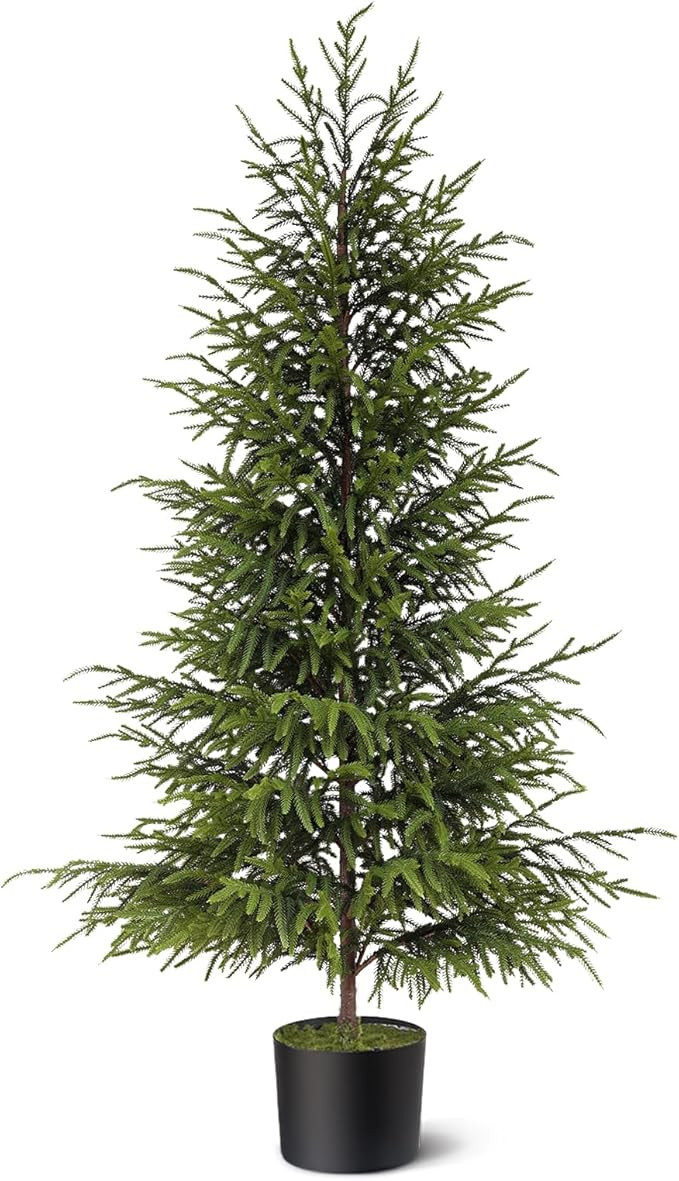 4ft Christmas Norfolk Pine Tree Artificial Christmas Tree Faux Potted Plants for Front Porch Chri... | Amazon (US)