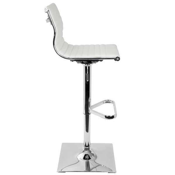 Porch & Den Tower Master Contemporary Adjustable Bar Stool in Faux Leather - N/A - White | Bed Bath & Beyond