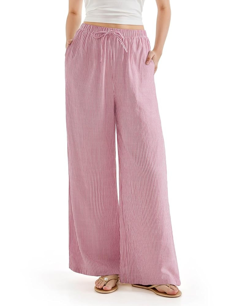 SUUKSESS Women Wide Leg Linen Pants with Pocket High Waisted Lounge Palazzo Pant | Amazon (US)