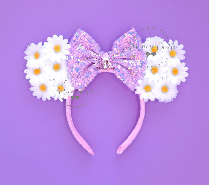 Daisy Flower Ears, Mickey Ears, Minnie Ears, White Duck Mouse Ears, Floral Mouse Ears Headband, C... | Etsy (US)