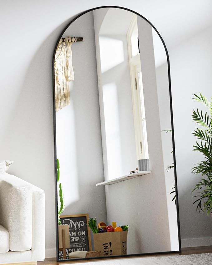 BEAUTYPEAK 71"x30" Arch Floor Mirror, Full Length Mirror Wall Mirror Hanging or Leaning Arched-To... | Amazon (US)