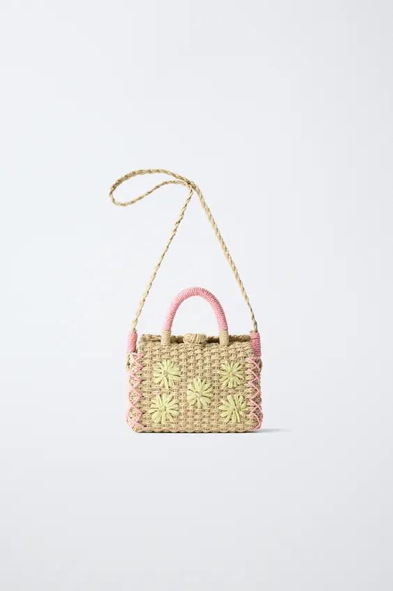 RAFFIA EFFECT FLOWER BAG | Zara UK
