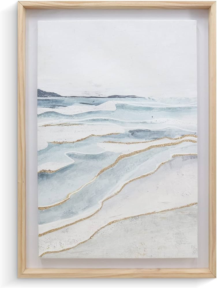 Pigort Framed Wall Art Textured Painting Blue and Gold Abstract Canvas Art Modern Artwork for Wal... | Amazon (US)