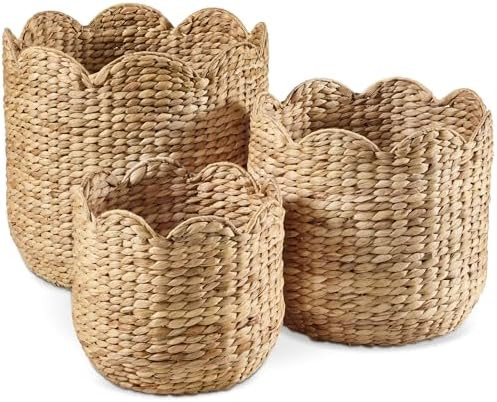 Best Choice Products 3pc Water Hyacinth Scalloped Multipurpose Nesting Baskets, Storage Bin Organ... | Amazon (US)