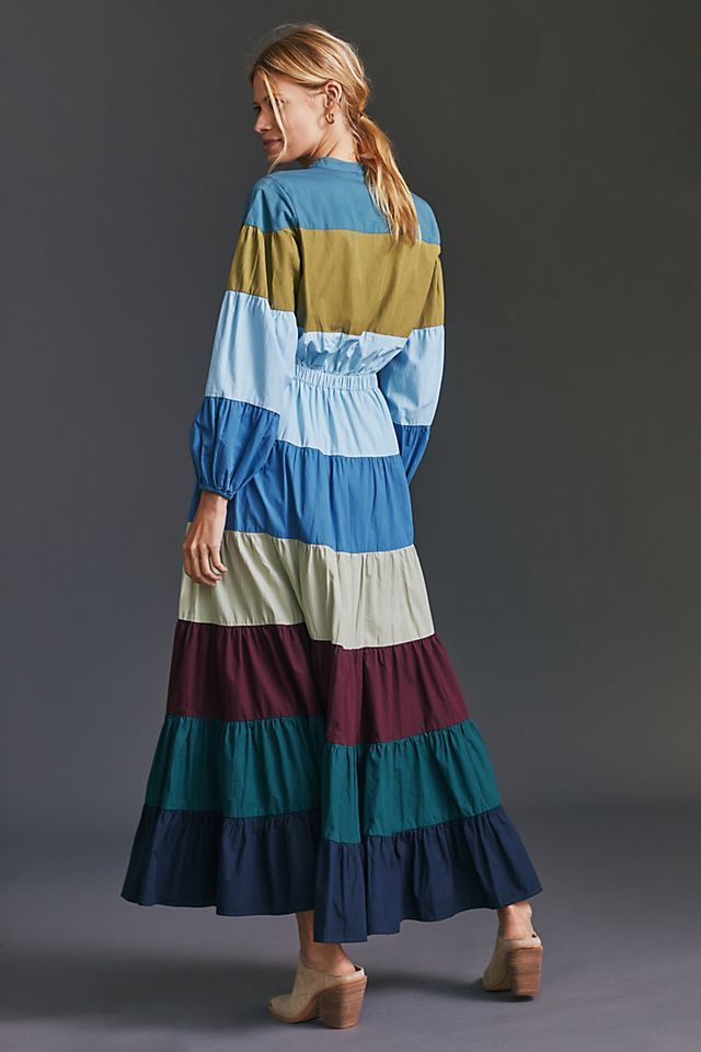 Tiered Colorblocked Maxi Dress | Anthropologie (US)