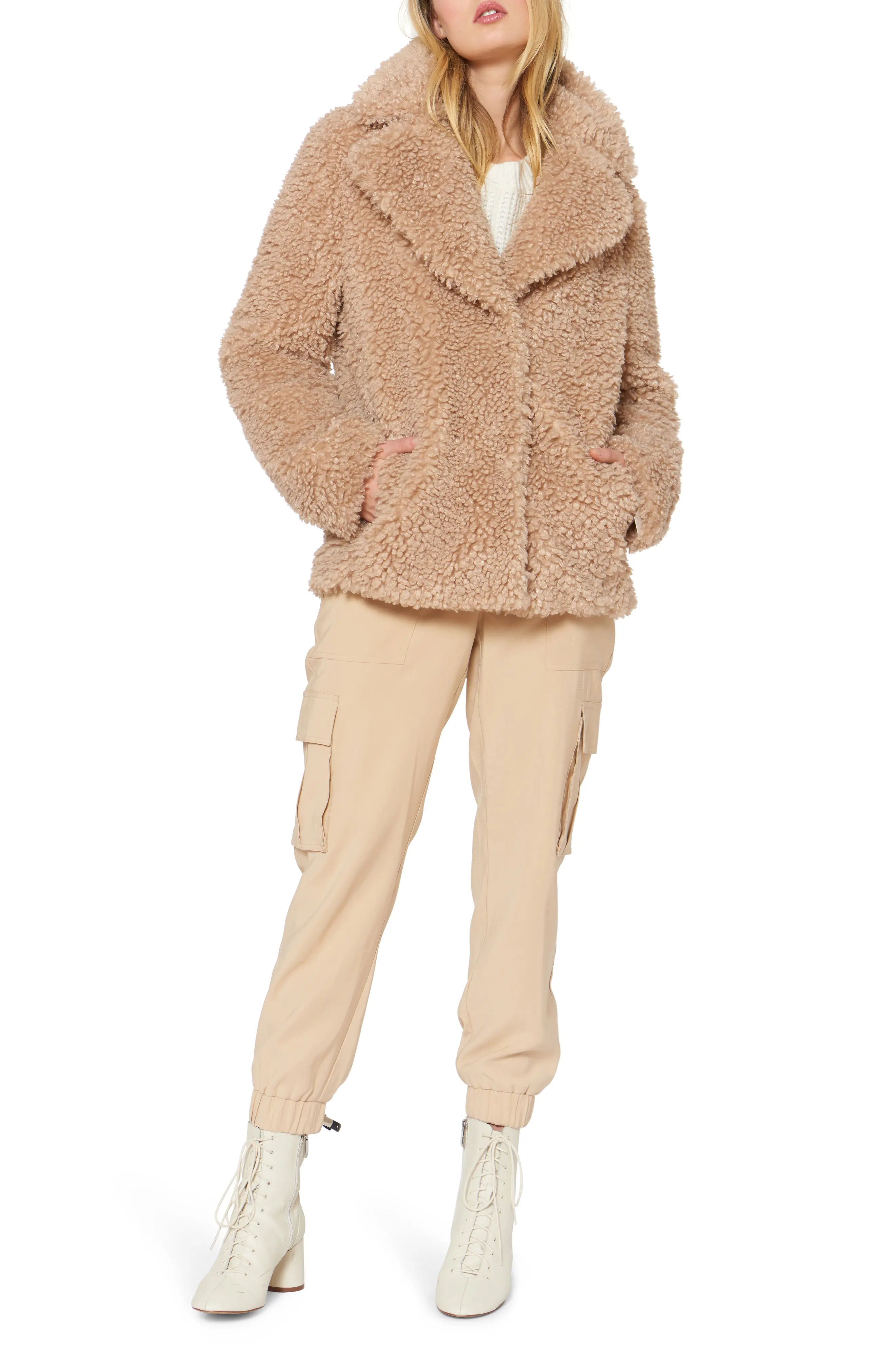 Women's Sanctuary Faux Shearling Jacket, Size Medium - Beige | Nordstrom