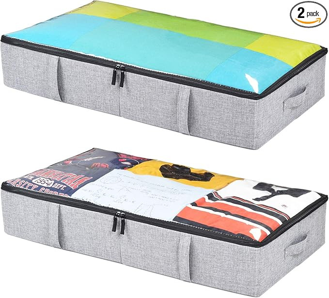 storageLAB Underbed Storage Containers, Under Bed Storage for Clothes, Blankets and Shoes, Woven ... | Amazon (US)