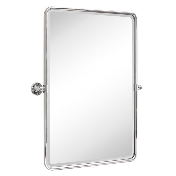 Chrome Metal Framed Pivot Rectangle Bathroom Mirror Tilting Beveled Vanity Mirrors for Wall 25x35... | Walmart (US)