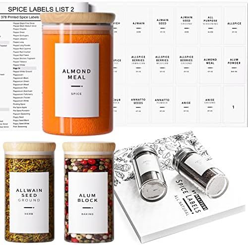 Neatsure 400 Minimalist Spice Labels, Preprinted Stickers Booklet, Black Text on White Waterproof... | Amazon (US)