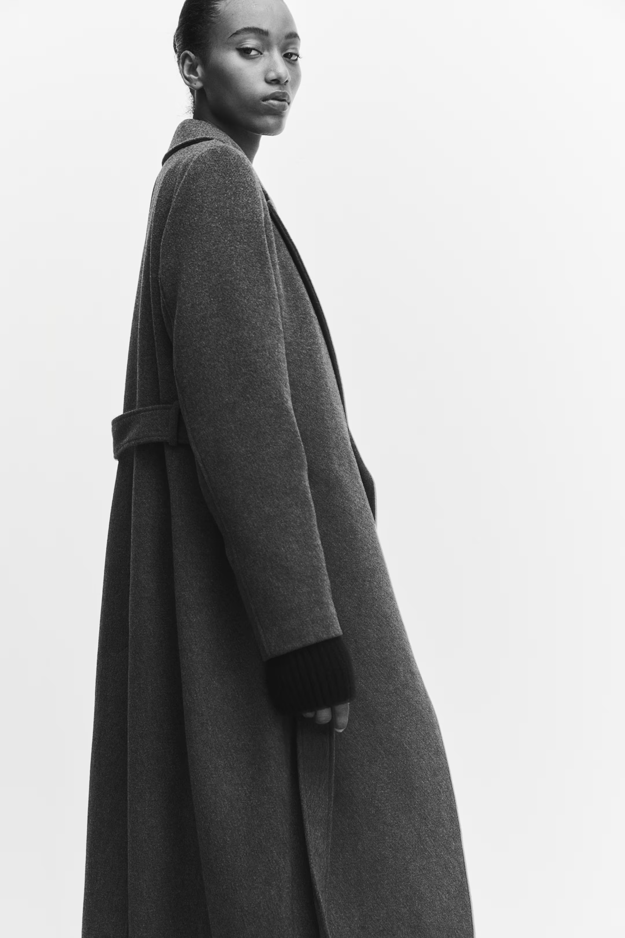 Tie-belt coat - Dark grey - Ladies | H&M GB | H&M (UK, MY, IN, SG, PH, TW, HK)