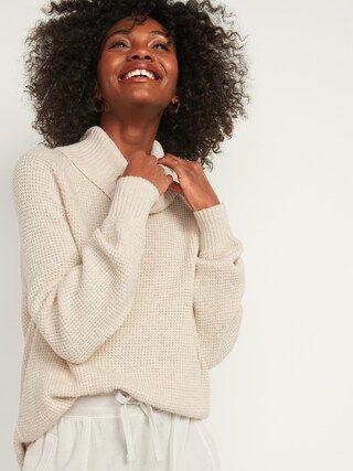 Textured Waffle-Knit Cowl-Neck Sweater for Women | Old Navy (US)