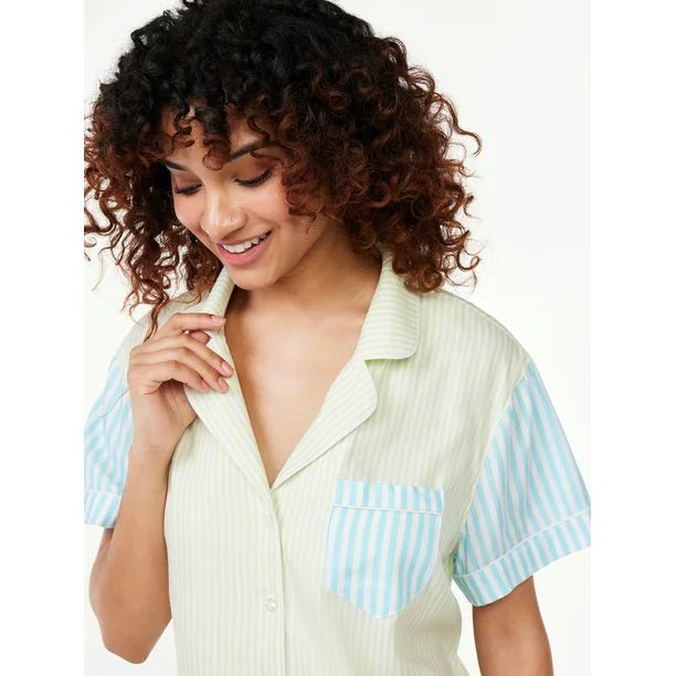 Joyspun Women's Notch Collar Twill Sleep Shirt, Sizes S to 3X | Walmart (US)