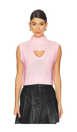 For Love & Lemons Rebecca Heart Sweater Vest in Pink. - size XS | Revolve Clothing (Global)