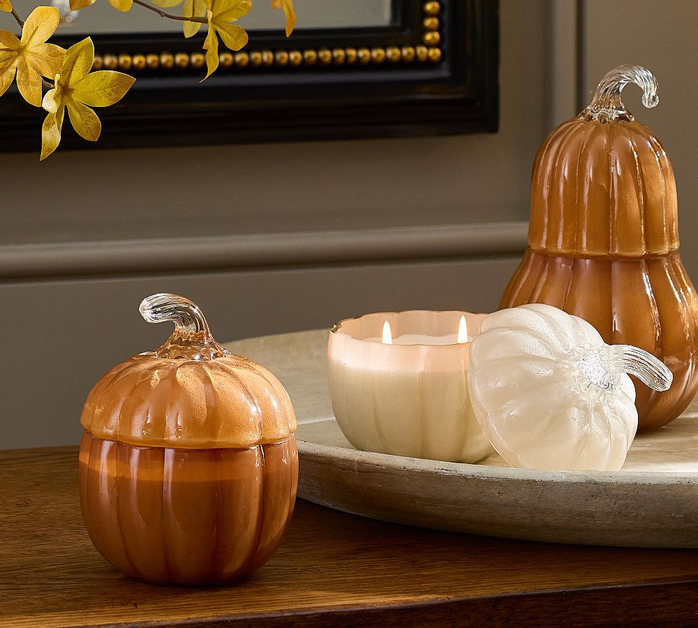 Glass Pumpkin Candle - Autumn Amber | Pottery Barn (US)
