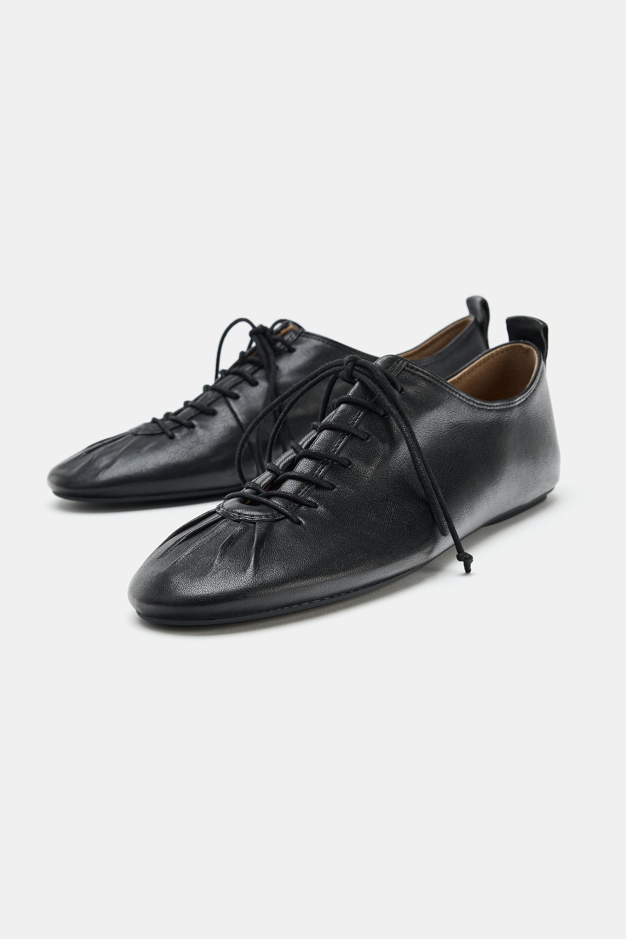 LEATHER BLUCHER SHOES | Zara Canada