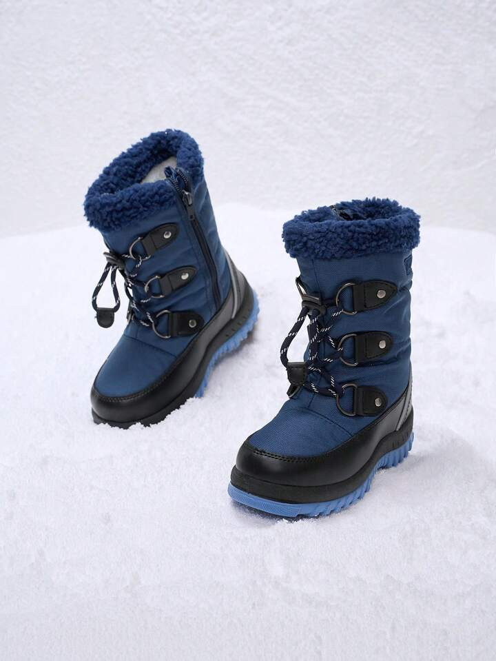 Boys Mid Calf Snow Boots Water-Resistant Upper Camouflage Slip Resistant Lined Winter Shoes Side ... | SHEIN