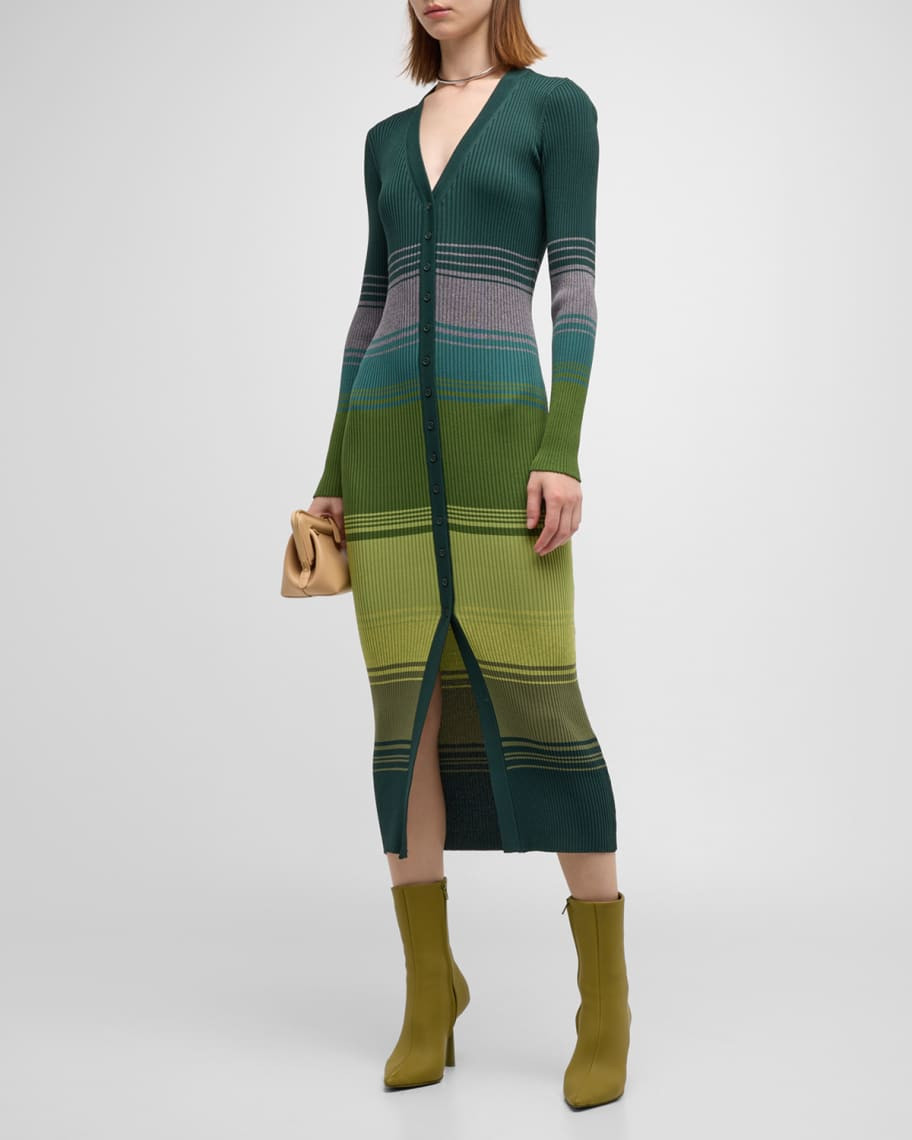 Staud Shoko Variegated Stripe Rib-Knit Sweater | Neiman Marcus