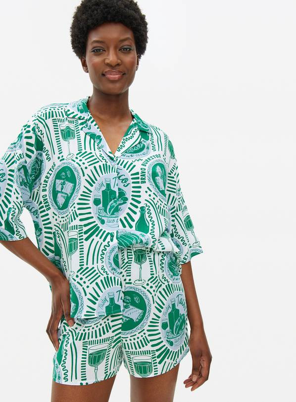 Green & Blue Taco Time Print Pyjama Set M | Tu Clothing