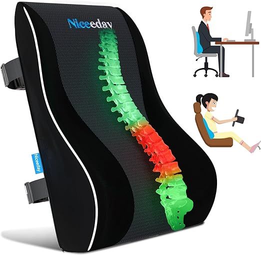 Lumbar Support Pillow for Office Chair Car Lumbar Pillow Lower Back Pain Relief Memory Foam Back ... | Amazon (US)