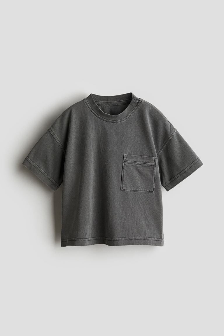 Washed-look T-shirt - Round Neck - Short sleeve - Dark gray - Kids | H&M US | H&M (US + CA)
