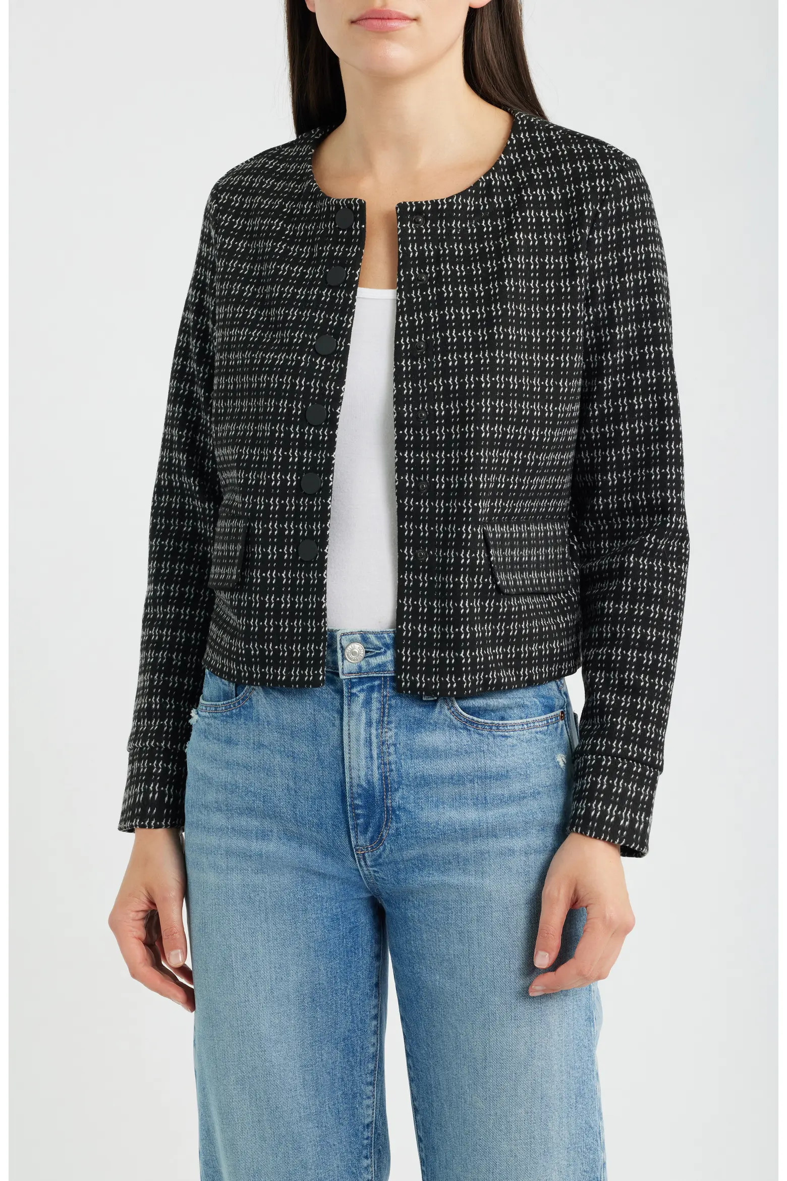 Collarless Jacquard Knit Jacket (Women) | Nordstrom | Nordstrom
