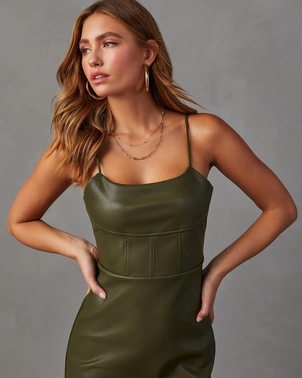 Lovette Faux Leather Midi Dress | VICI