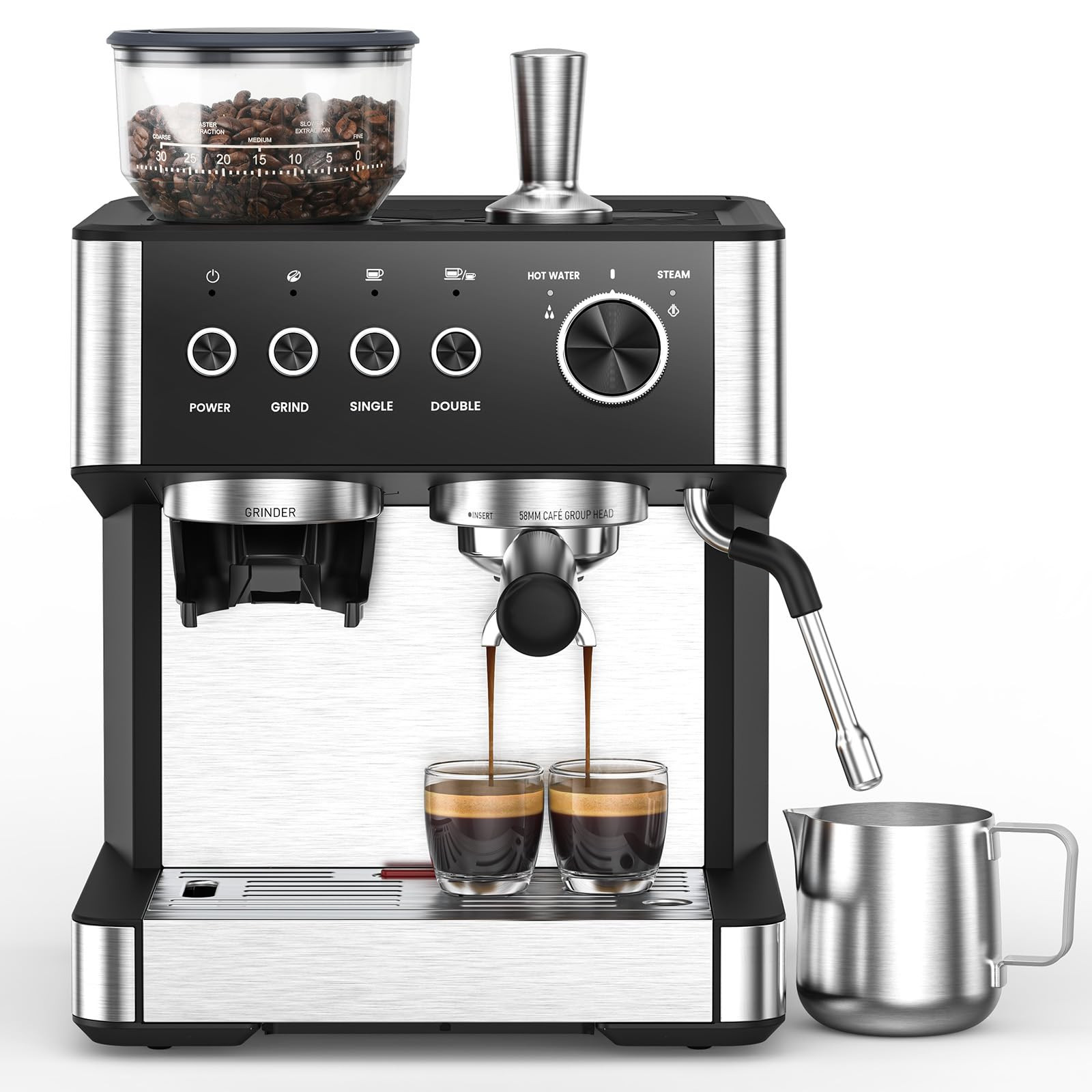 (2025 Upgrade)15 Bar Espresso Machine with Built-in Anti-Clog Coffee Grinder, Expresso Coffee Mac... | Amazon (US)