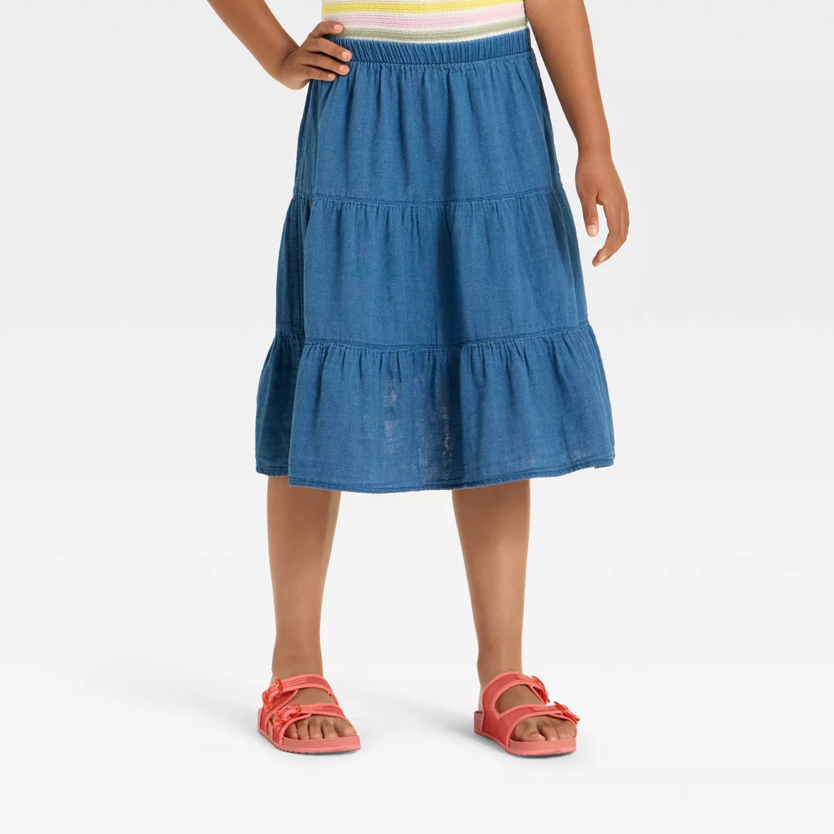 Girls' Midi Skirt - Cat & Jack™ Indigo | Target