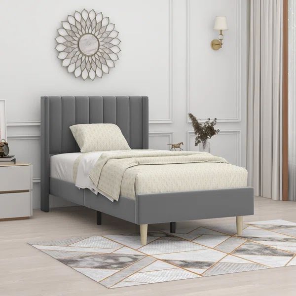 Eriksay Low Profile Upholstered Platform Bed With Wingback Headboard | Wayfair North America