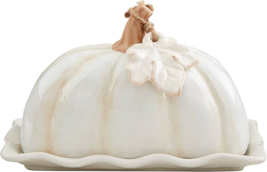 Mud Pie Plato de mantequilla de calabaza blanca, 4 1/4 "x 7 1/2" | Amazon (US)