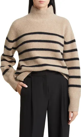 Stripe Cashmere Mock Neck Sweater | Nordstrom