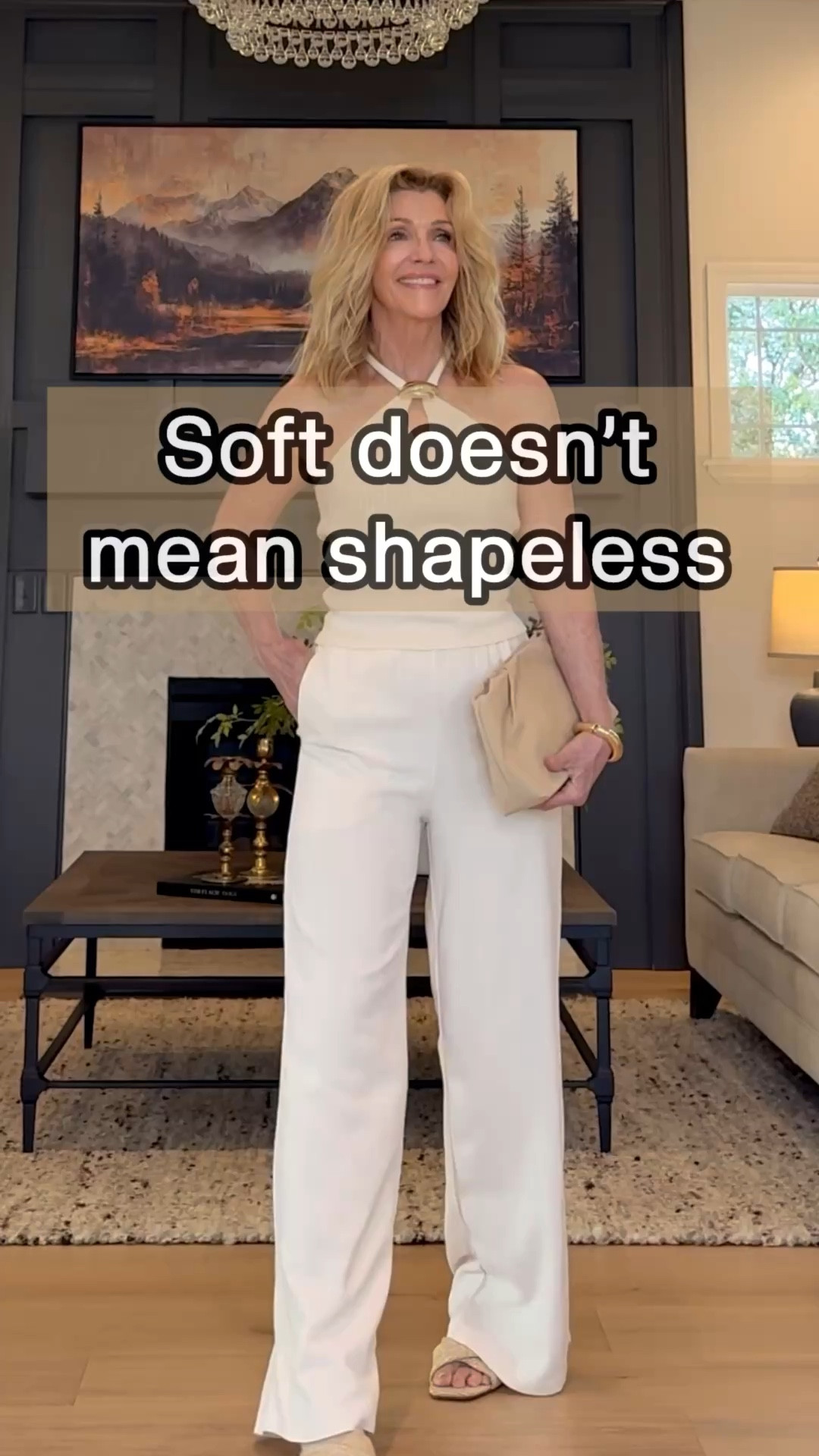 Soft doesn’t mean shapeless 🤍

These creamy, no-see-through linen pants are the perfect example of how to keep things light and breathable without losing structure.

What makes this work:
• The halter neckline creates a defined shoulder line and draws the eye up
• The gold hardware adds polish (this is what takes it out of “loungewear”
• The drape of the pants skims, not swallows your shape
• The wedge gives height, which keeps the wide leg looking intentional, not sloppy

This is the difference between wearing linen and styling linen.

#LTKBeauty #LTKootd #LTKOver40