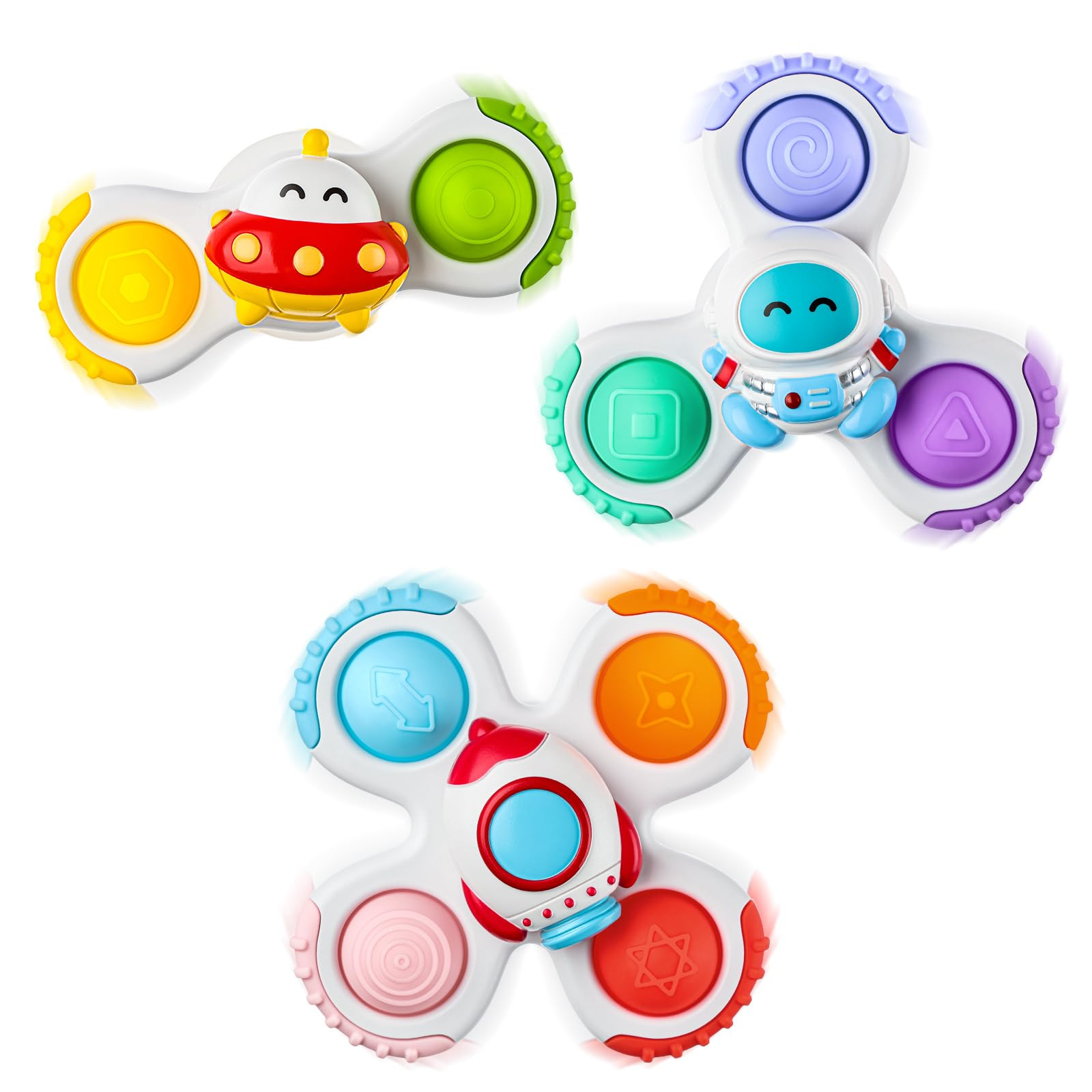 ALASOU 3PCS Pop Suction Cup Spinner Sensory Airplane Travel Toys for 1 Year Old Boy Girl Infant T... | Amazon (US)