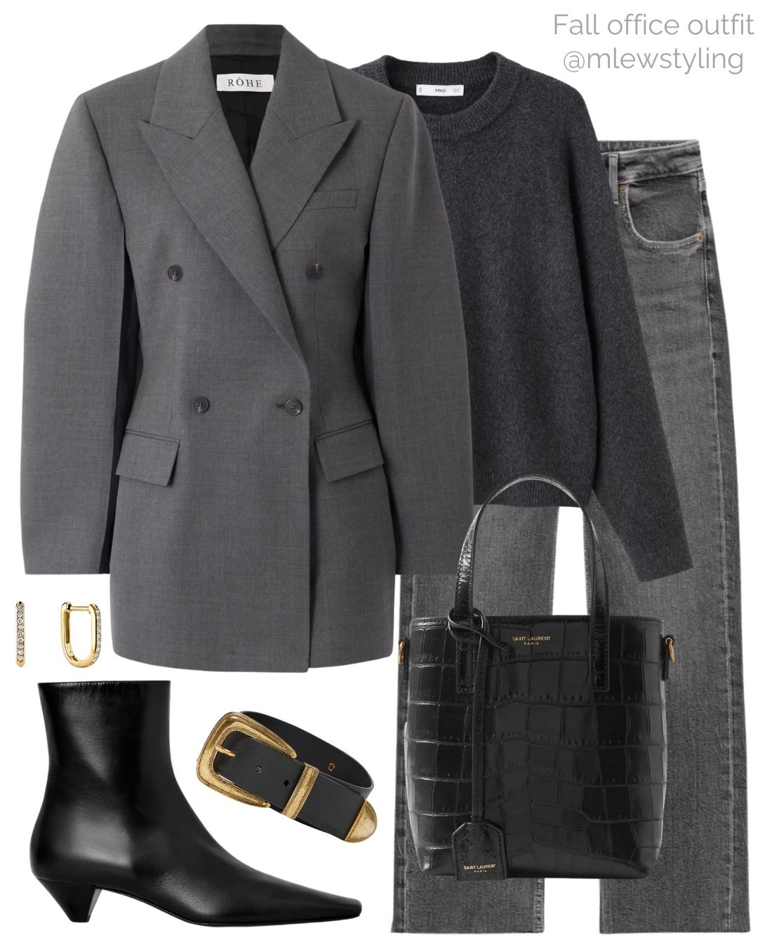 What to wear to the office 🩶

Tags: fall workwear, winter work outfit, grey blazer, crewneck sweater, Zara straight leg grey jeans, black leather ankle boots, black belt, ysl tote bag, neutral aesthetic, capsule wardrobe 

#LTKItBag #LTKShoeCrush #LTKWorkwear